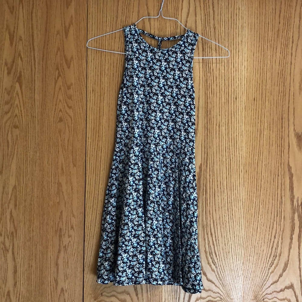 Blue and Black Floral Dress